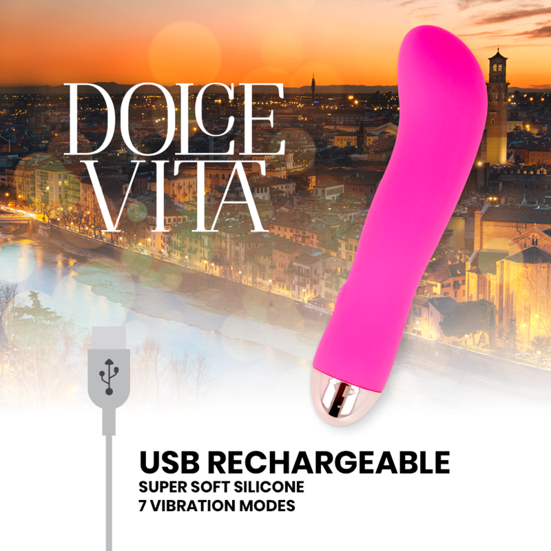 DOLCE VITA - VIBRADOR RECARREGÁVEL DOIS ROSA 7 VELOCIDADES