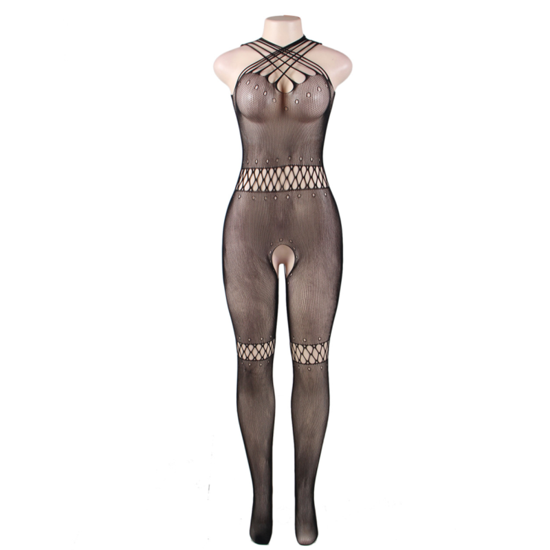 QUEEN LINGERIE - BODYSTOCKING COM ALÇAS NO PESCOÇO S/L