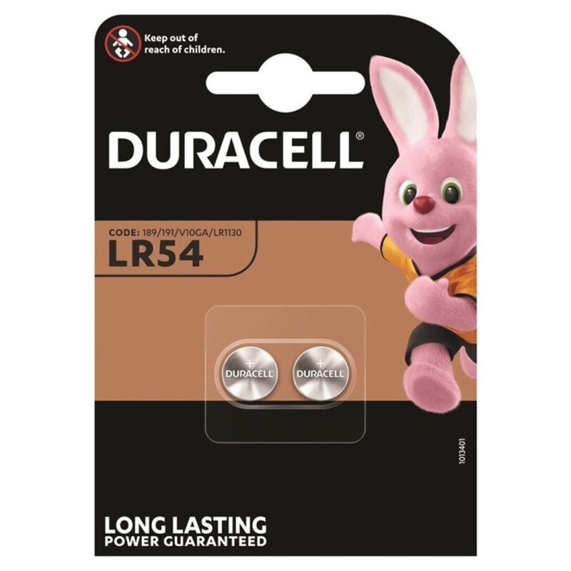 DURACELL - BATERIA ALCALINA BOTÃO LR54 LR1130 AG10 1,5V 2 UNIDADES