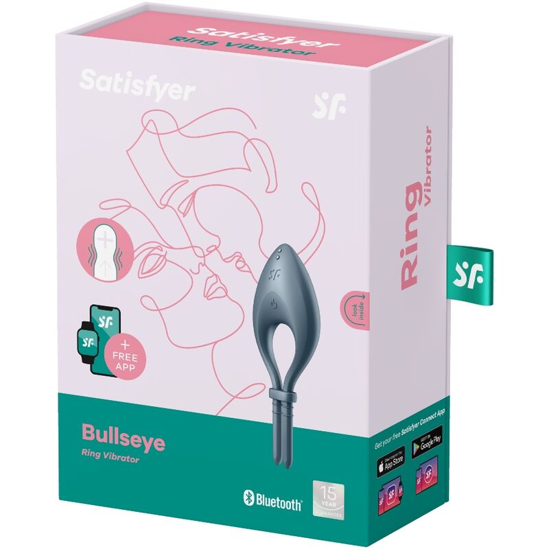 SATISFYER - APLICATIVO VIBRADOR BULLSEYE RING CINZA