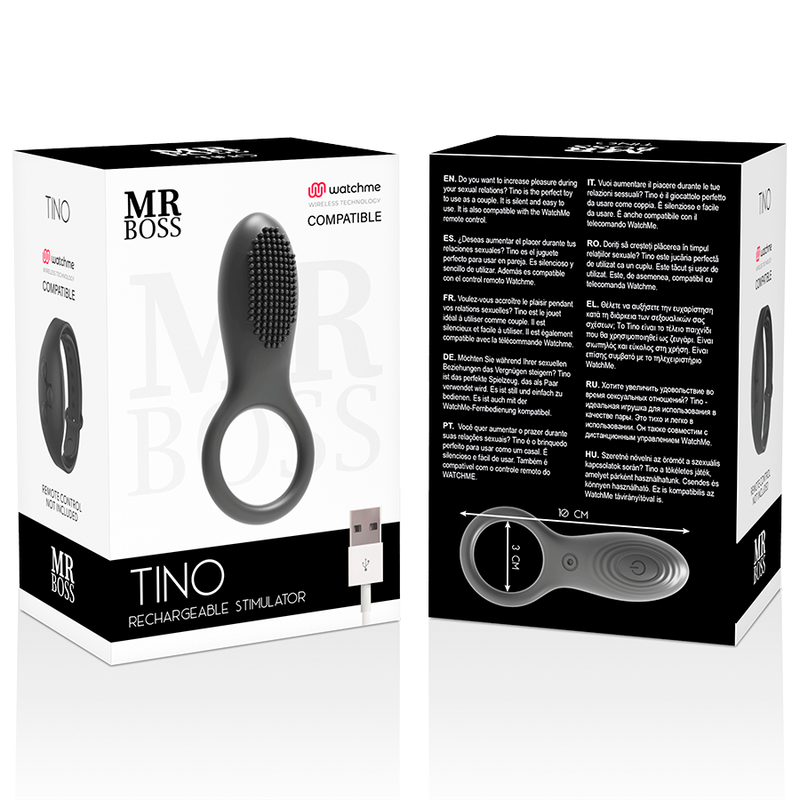 MR BOSS - ANEL ESTIMULADOR TINO COMPATÍVEL COM TECNOLOGIA WIRELESS WATCHME