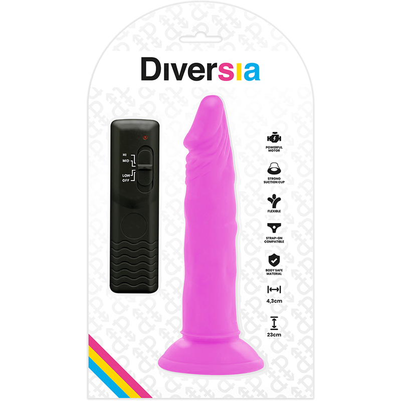 DIVERSIA - DILDO VIBRANTE FLEXÍVEL ROXO 23 CM -O- 4,3 CM