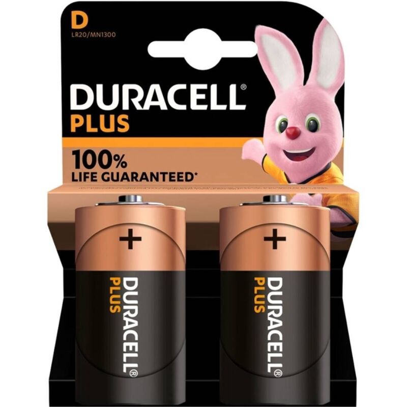 DURACELL - PILHA ALCALINA PLUS POWER 100 D LR20 2 UNIDADES