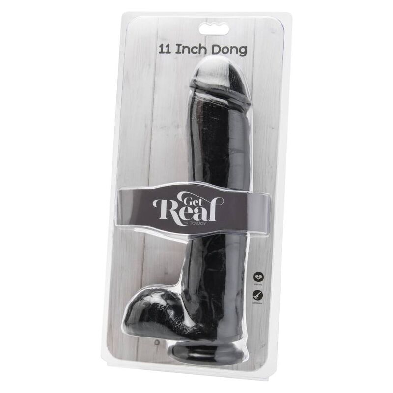 GET REAL - DILDO 28 CM COM BOLAS PRETO