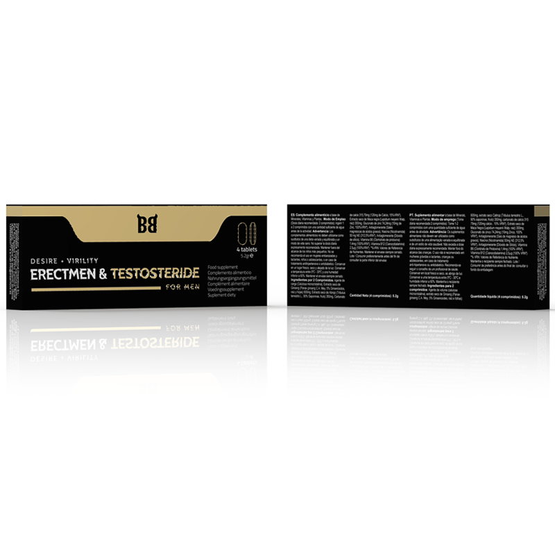 BLACK BULL - ERECTMEN & TESTOSTERIDE POWER E TESTOSTERONA PARA HOMENS 4 CÁPSULAS