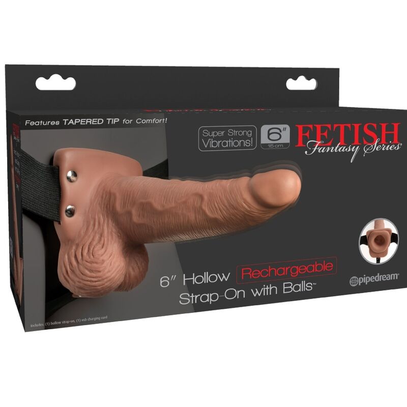 FETISH FANTASY SERIES - ARREIO AJUSTÁVEL PÊNIS REALISTA COM TESTÍCULOS RECARREGÁVEIS E VIBRADOR 15 CM
