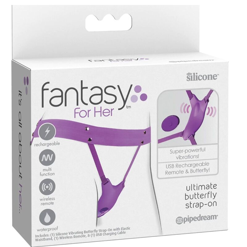 FANTASY FOR HER - BUTTERFLY HARNESS, VIBRIEREND, WIEDERAUFLADBAR & FERNBEDIENUNG LILA
