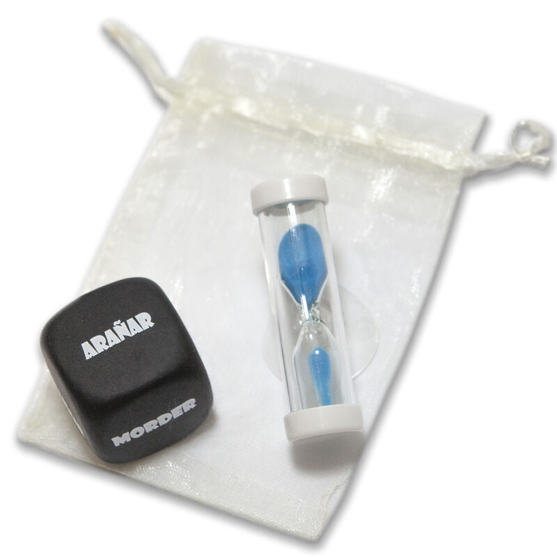 DIABLO PICANTE - BOLSA DE JOGO COM DADOS SADO 3 MM x 3 MM + AMPULHETA