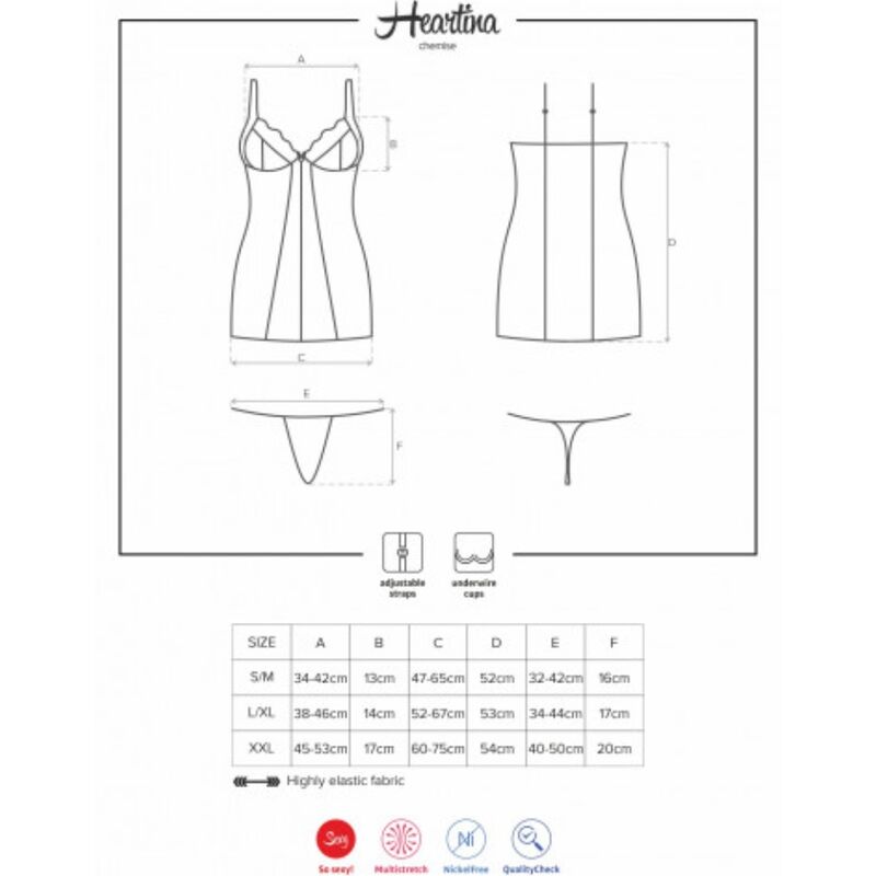 OBSESSIVE - HEARTINE CHEMISE E TANGA PRETA S/M