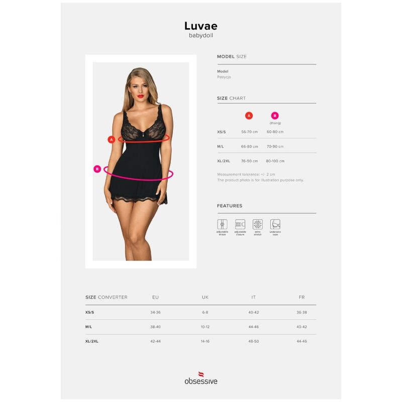 OBSESSIVE - BABYDOLL E LUVAE TANGA PRETA XS/S