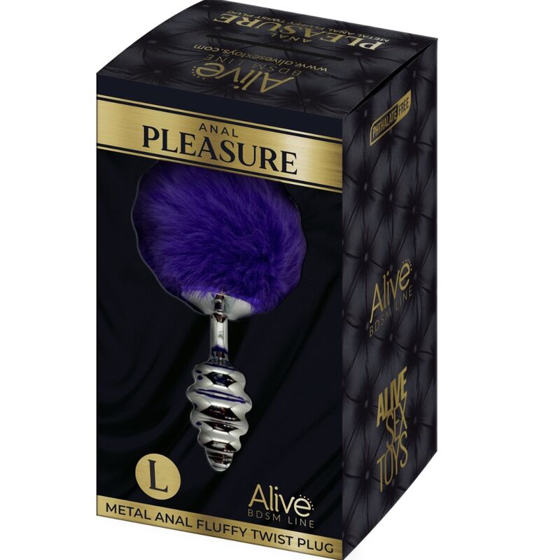 ALIVE - PLUG ANAL DE PRAZER ESPIRAL METAL FOFO VIOLETA ESCURO TAMANHO L