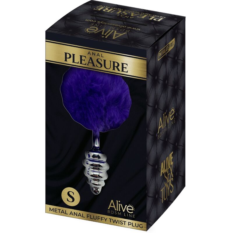 ALIVE - PLUG ANAL DE PRAZER ESPIRAL METAL FOFO VIOLETA ESCURO TAMANHO S