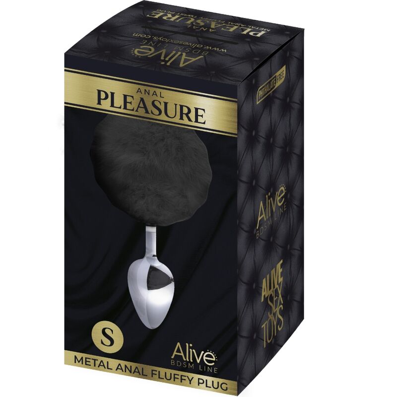 ALIVE - ANAL PLEASURE PLUG METAL LISO FOFO PRETO TAMANHO S