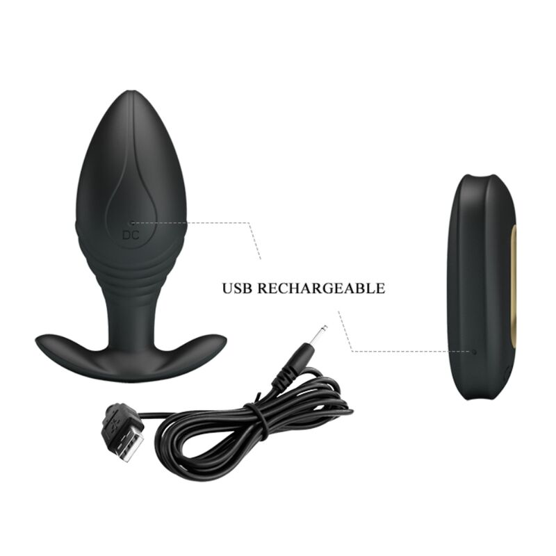 PRETTY LOVE - REGINA ANAL PLUG VIBRADOR RECARREGÁVEL PRETO