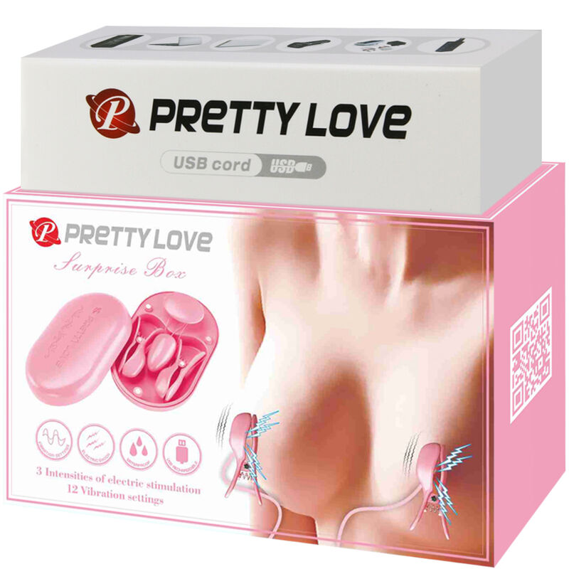 PRETTY LOVE - CAIXA SURPRESA PINÇAS DE ELETROESTIMULAÇÃO ROSA