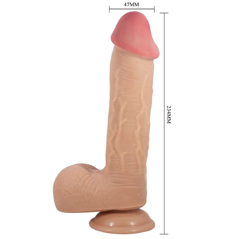PRETTY LOVE - SÉRIE SLIDING SKIN DILDO REALISTA COM VENTOSA DESLIZANTE DE PELE CARNE 23,4 CM