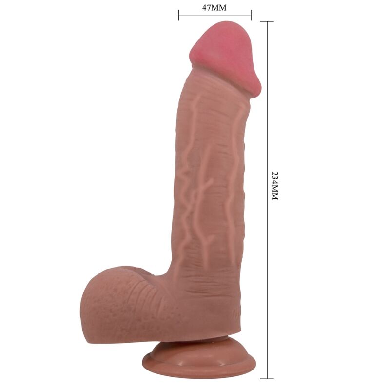 PRETTY LOVE - SÉRIE SLIDING SKIN DILDO REALISTA COM VENTOSA SLIDING SKIN MARROM 23,4 CM