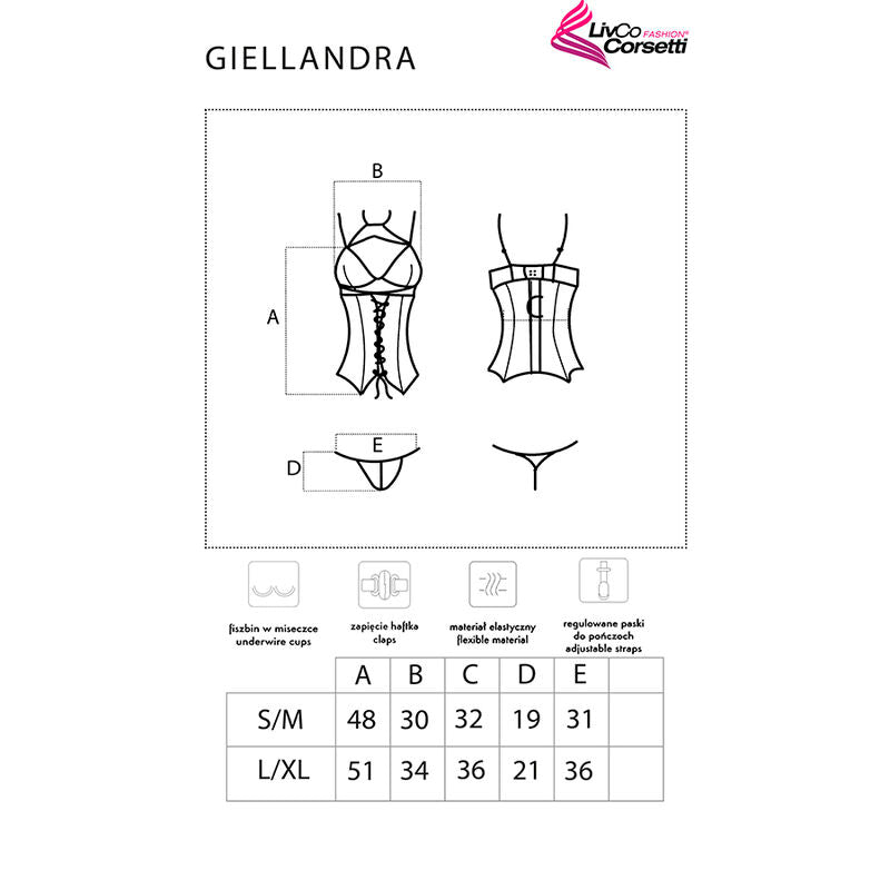 LIVCO CORSETTI FASHION - COLEÇÃO GIELLANDRA FOR THE SENSES CORSET + CALCINHA PRETA