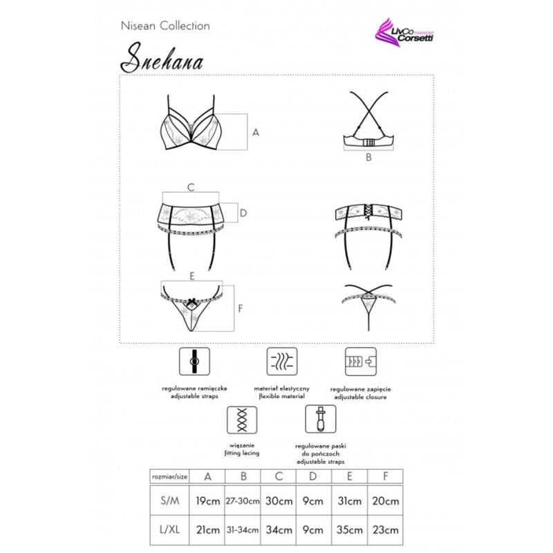 LIVCO CORSETTI FASHION - SNEHANA LC 90443 SUTIÃ + CINTO-LIGA + CALCINHA PRETA