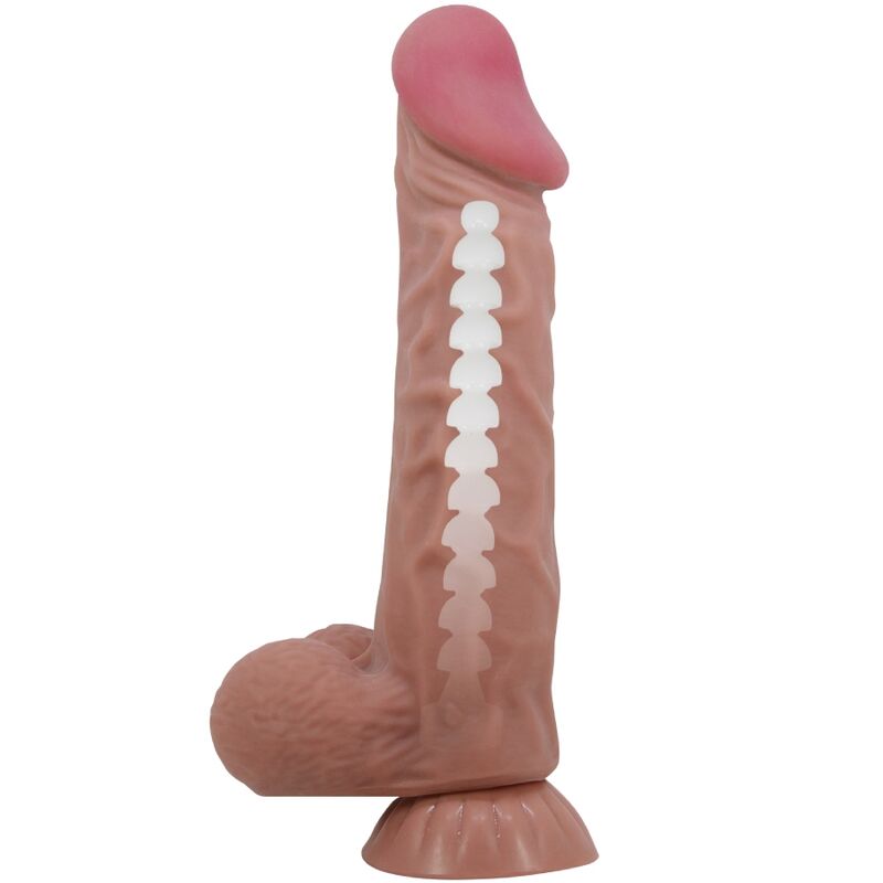 PRETTY LOVE - SÉRIE SLIDING SKIN DILDO REALISTA COM VENTOSA DESLIZANTE SKIN MARROM 24 CM