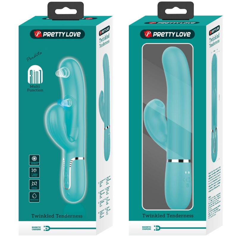 PRETTY LOVE - PERLITA MULTIFUNCIONAL 3 EM 1 VIBRADOR PONTO G VERDE ÁGUA
