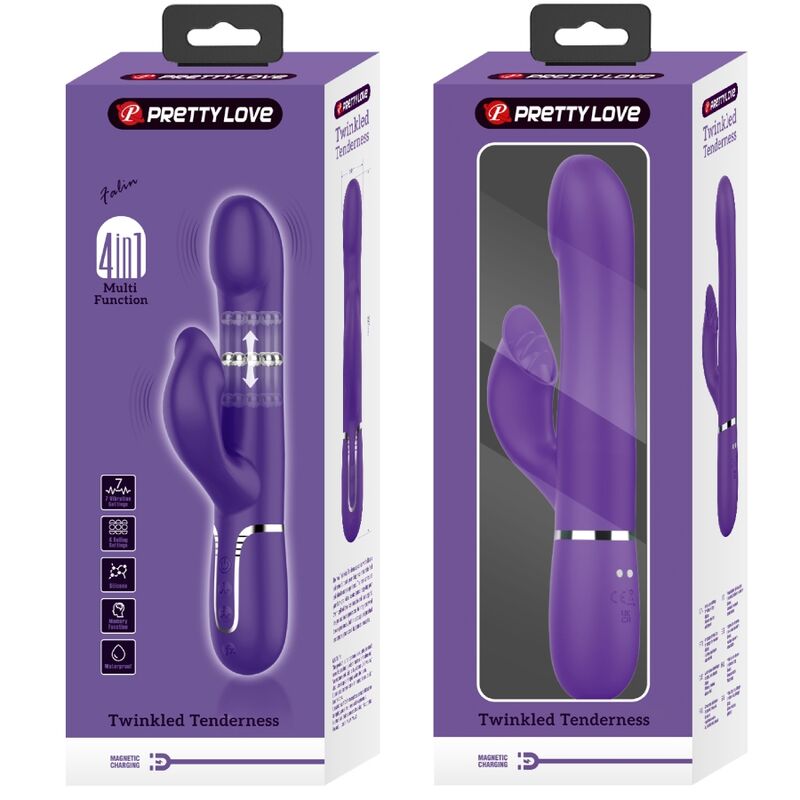 PRETTY LOVE - ZALIN RABBIT VIBRADOR PÉROLAS 4 EM 1 ROXO