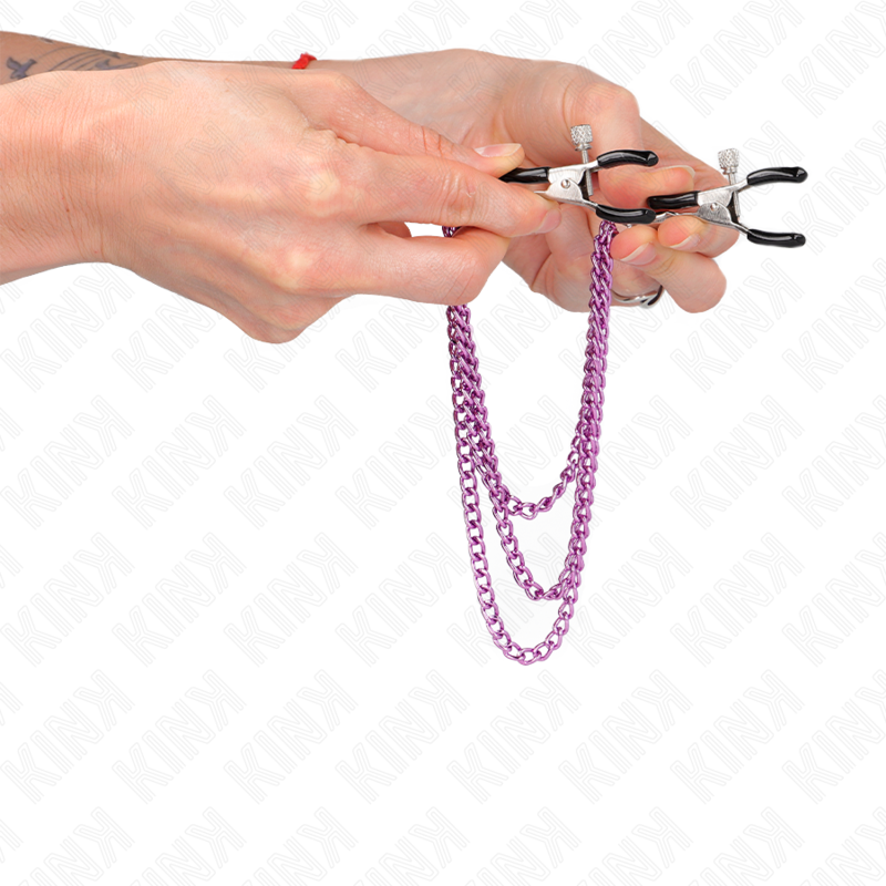 KINK - GRAMPOS DE MAMILOS COM 3 CORRENTES ROXO 20/23/28 CM