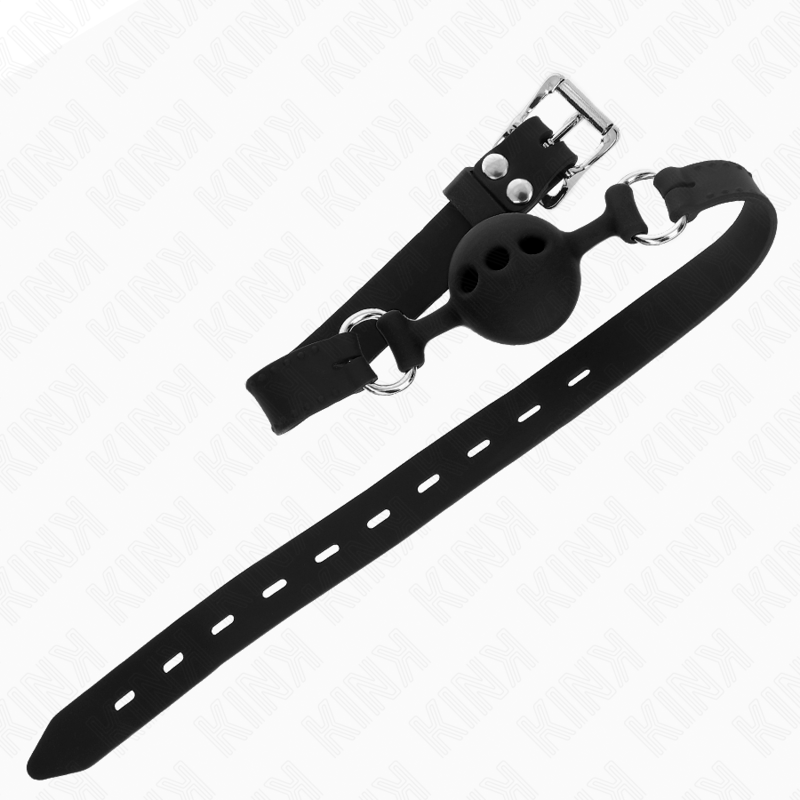 KINK - FULL SILICONE GAG 55 x 2 CM COM 4 CM BOLA TAMANHO S PRETO AJUSTÁVEL 35-51 CM