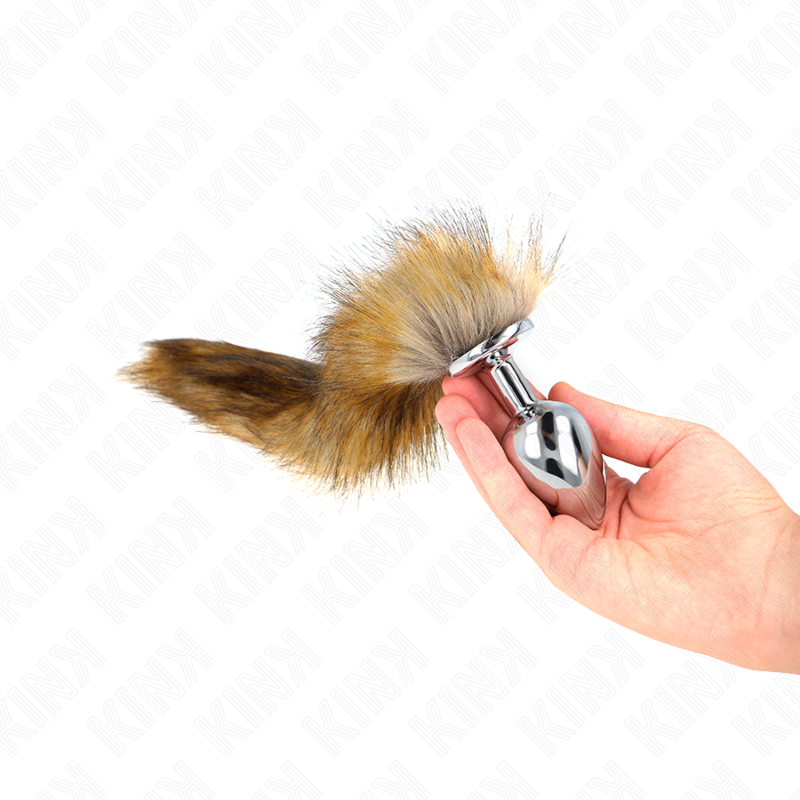 KINK - PLUG ANAL TAMANHO L 10 X 4 CM COM RABO SINTÉTICO 40 CM MARROM