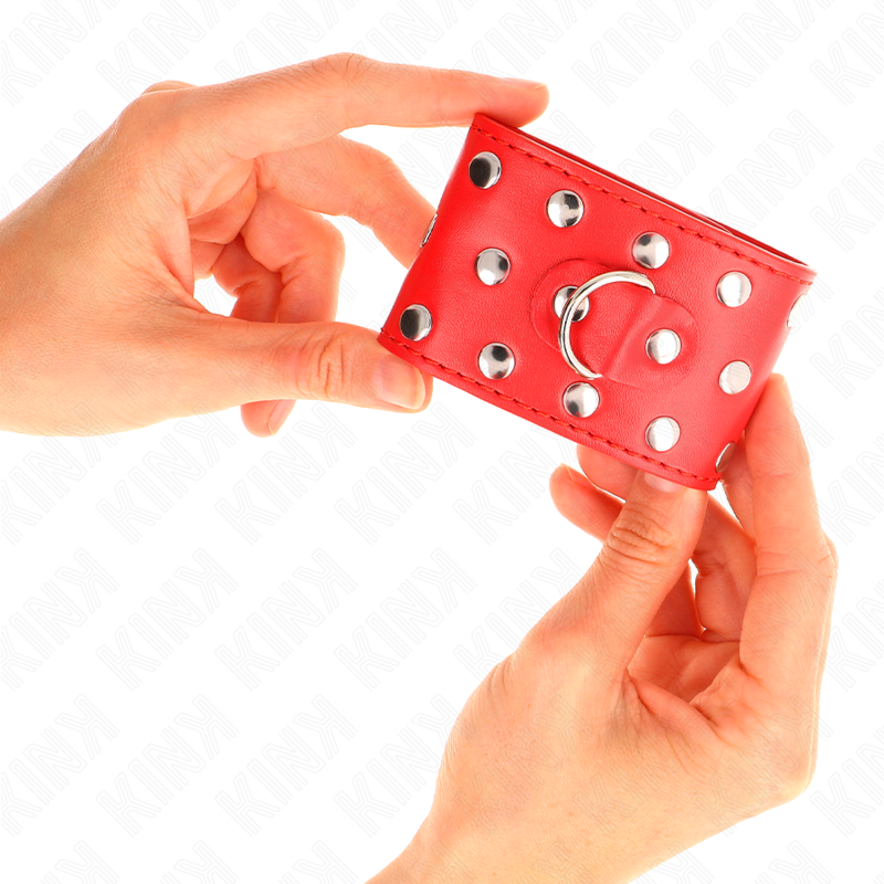 KINK - RESTRIÇÕES DE PULSO COM FECHO DE PRESSÃO CHEIO DE REBITES VERMELHO AJUSTÁVEL 19-24 CM X 5,5 CM