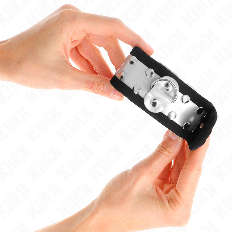 KINK - RESTRIÇÕES DE PULSO FINAS PRETO / PRATA 30 X 4 CM