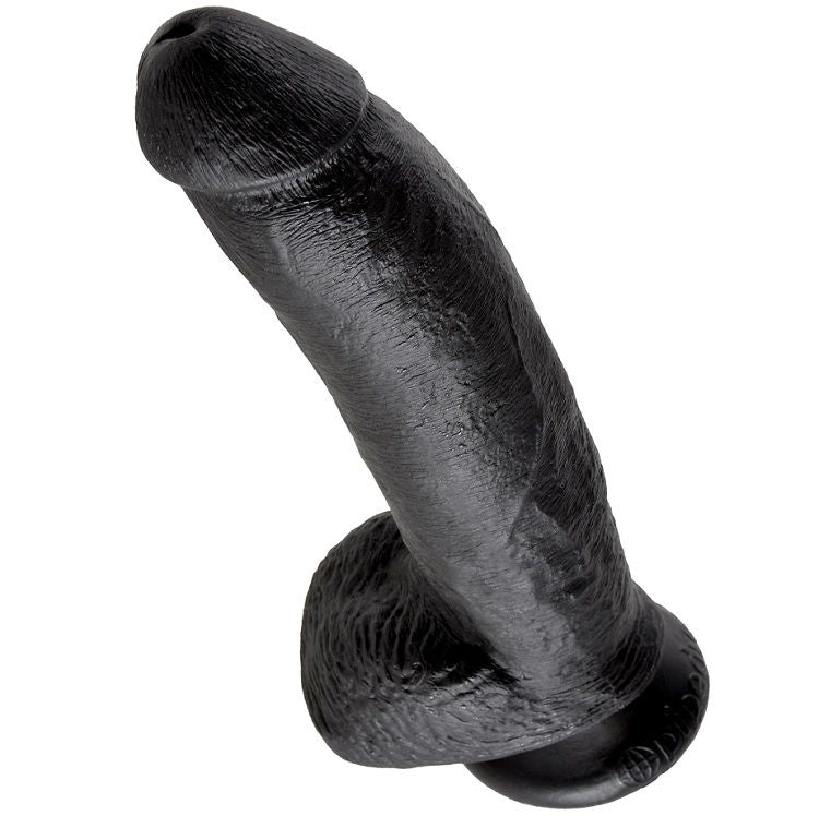 KING COCK - 9 DILDO PRETO COM BOLAS 22,9 CM