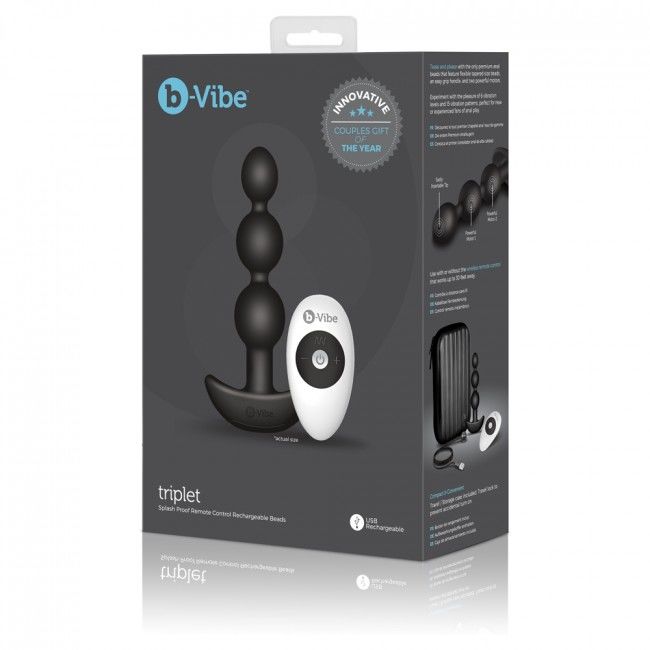 B-VIBE - CONTROLE REMOTO ANAL TRIPLET BEADS PRETO
