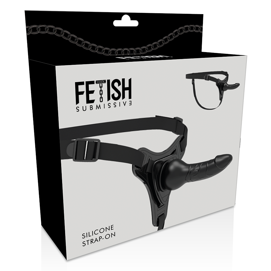 ARNÊS FETISH SUBMISSIVE - SILICONE PRETO REALISTA 16 CM