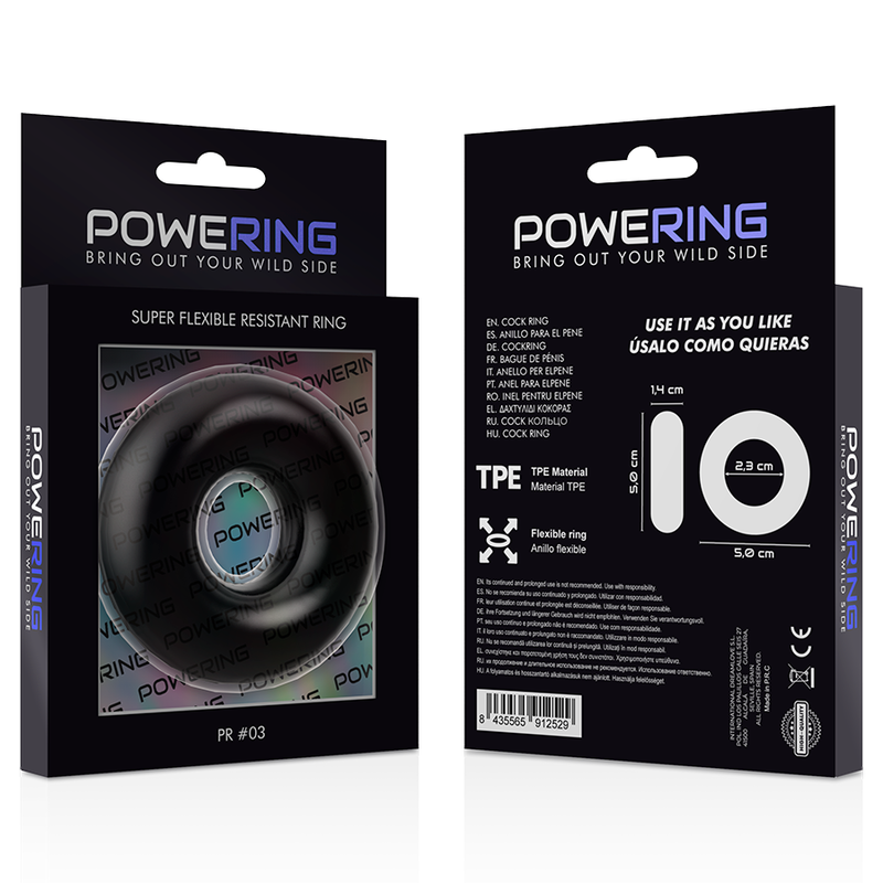 POWERING - ANEL PARA PÊNIS SUPER FLEXÍVEL E RESISTENTE 5CM PR03 PRETO