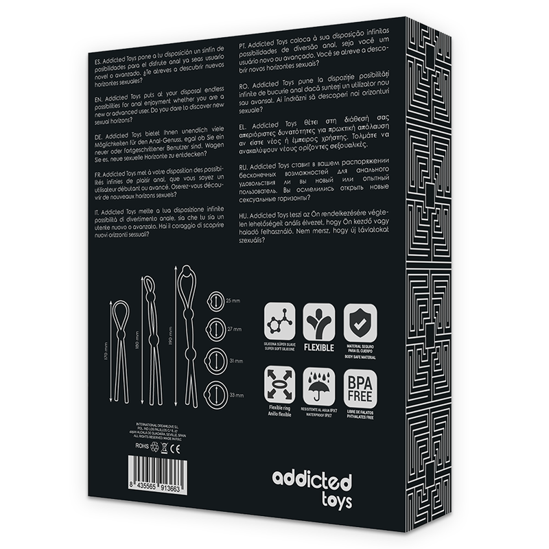 ADDICTED TOYS - CONJUNTO DE ANÉIS DE SILICONE FLEXÍVEL PARA PÉNIS 7 PEÇAS