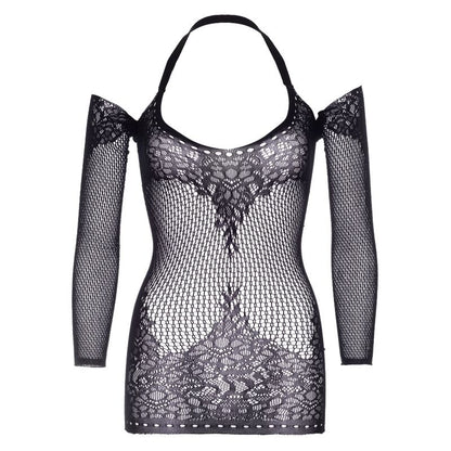 LEG AVENUE - VESTIDO MINI DE RENDA COM TORÇÃO HALTER TAMANHO ÚNICO