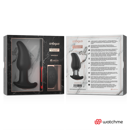 ANBIGUO - VIBRADOR ANAL PLUG COM CONTROLE REMOTO WATCHME COM ROTAÇÃO DE PÉROLAS AMADEUS