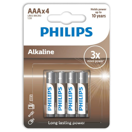 PHILIPS - PILHA ALCALINA AAA LR03 4 PACOTE