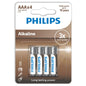 PHILIPS - PILHA ALCALINA AAA LR03 4 PACOTE
