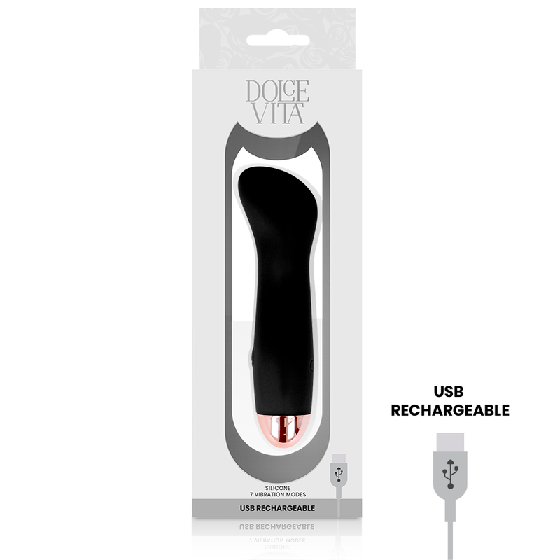 DOLCE VITA - VIBRADOR RECARREGÁVEL ONE BLACK 7 VELOCIDADES