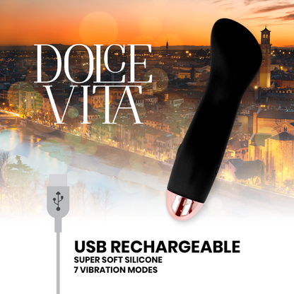 DOLCE VITA - VIBRADOR RECARREGÁVEL ONE BLACK 7 VELOCIDADES