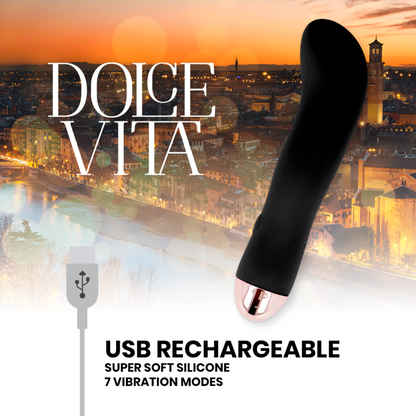 DOLCE VITA - VIBRADOR RECARREGÁVEL DOIS PRETO 7 VELOCIDADES