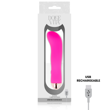 DOLCE VITA - VIBRADOR RECARREGÁVEL DOIS ROSA 7 VELOCIDADES