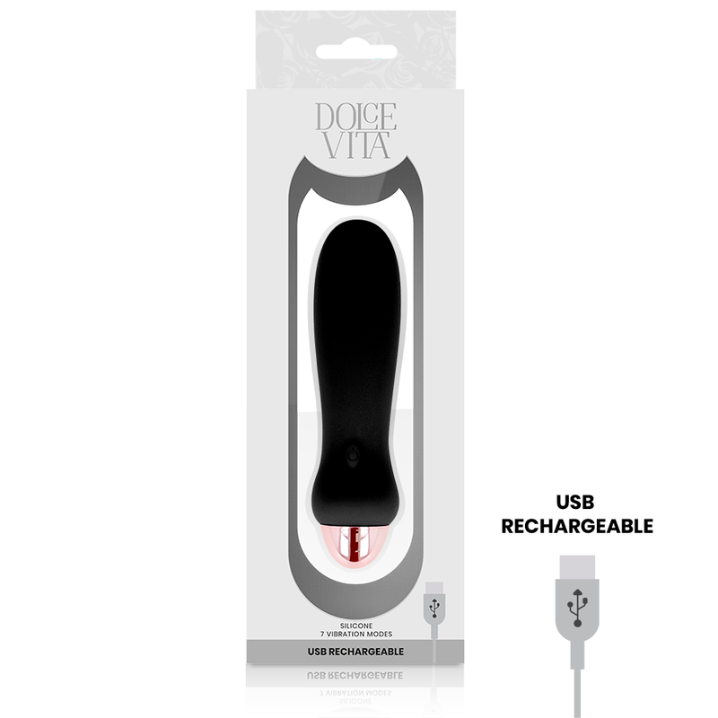 DOLCE VITA - VIBRADOR RECARREGÁVEL FIVE BLACK 7 VELOCIDADES