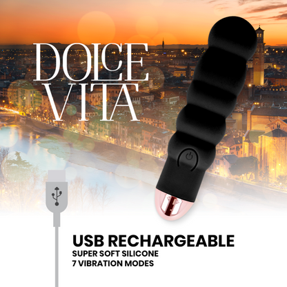 DOLCE VITA - VIBRADOR RECARREGÁVEL SIX BLACK 7 VELOCIDADES
