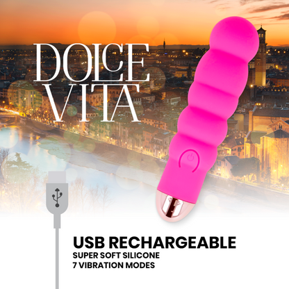 DOLCE VITA - VIBRADOR RECARREGÁVEL SIX ROSA 7 VELOCIDADES