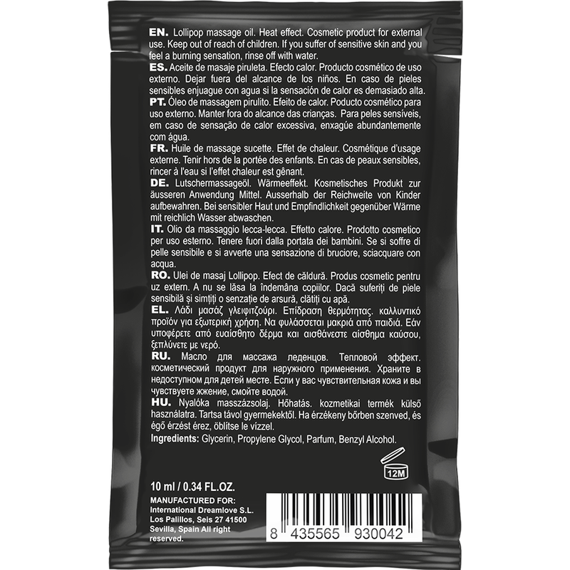 COQUETTE CHIC DESIRE - ÓLEO DE MASSAGEM BEIJÁVEL POCKET LOLLIPOP SENSAÇÃO DE AQUECIMENTO 10 ML