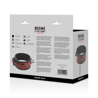BEGME - COLEIRA DE COURO VEGANO PREMIUM RED EDITION COM FORRO DE NEOPRENE