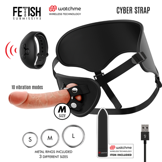 FETISH SUBMISSIVE CYBER STRAP - ARREIO COM DILDO E CONTROLE REMOTO DE BALA WATCHME M TECHNOLOGY